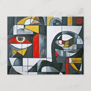 Carte Postale Abstraction Cubiste Moderne du Visage