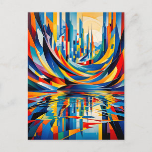 Carte Postale Abstraction de la réflexion de la skyline urbaine