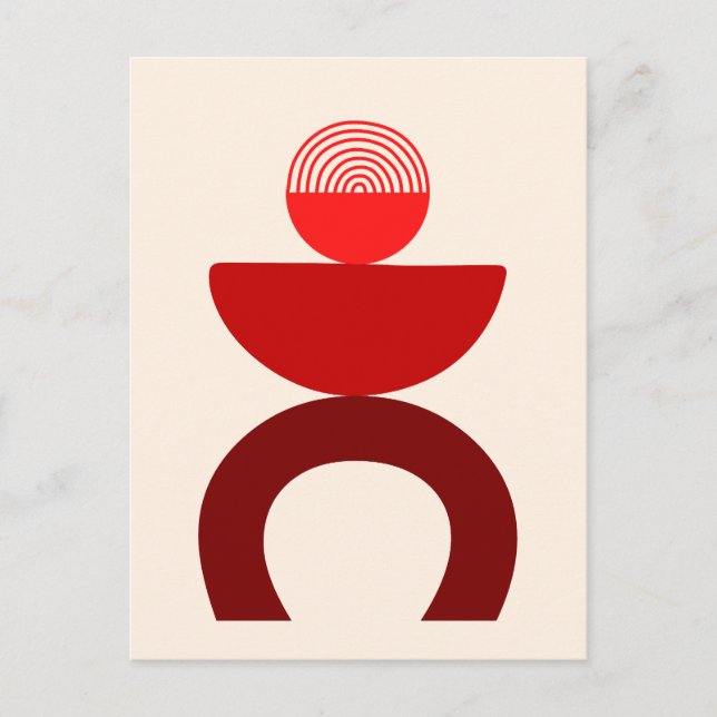 Carte Postale Abstrait Art Moderne Formes géométriques Rouge (Devant)