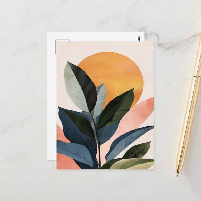 Carte Postale Abstrait Boho Moderne Clip Art Imprimable Bundle - (Devant/Arrière en situation)