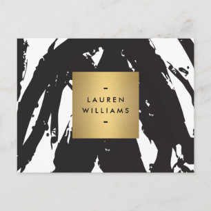 Carte Postale Abstrait Brosse noire avec logo Gold Name