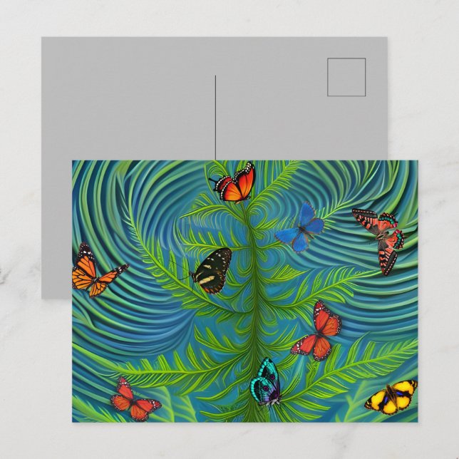 Carte Postale Abstrait Butterfly Dream Garden (Devant / Derrière)