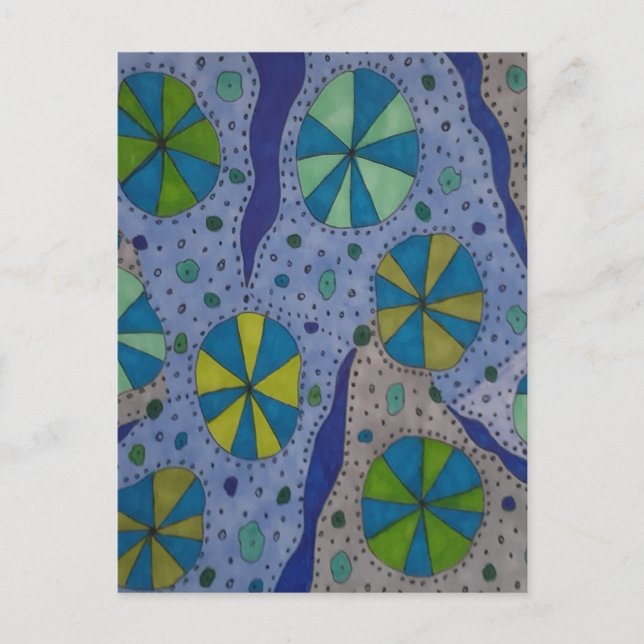 Carte Postale Abstrait cosmique bleu et gris (Devant)