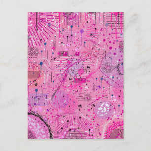 Carte Postale Abstrait Maximaliste Rose : Sundae Framboise
