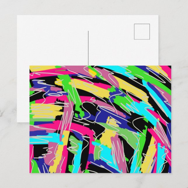 Carte Postale Abstrait moderne aux couleurs arc-en-ciel (Devant / Derrière)