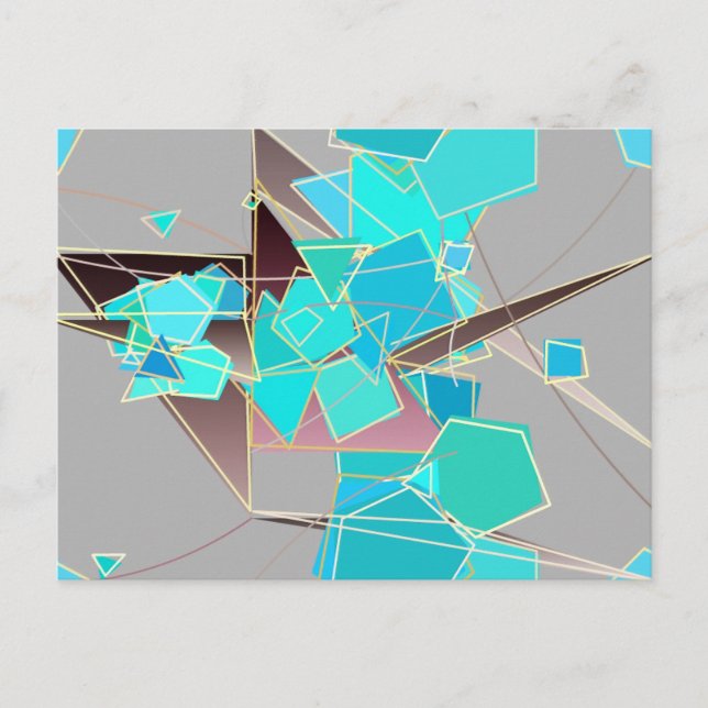 Carte Postale Abstrait moderne - Géométrique, Gris et Turquoise (Devant)