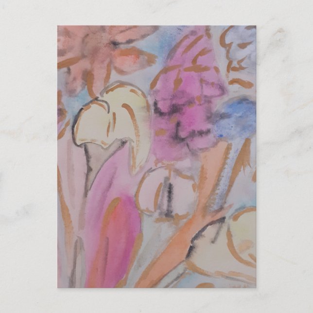 Carte Postale Abstrait Pastel Floral (Devant)