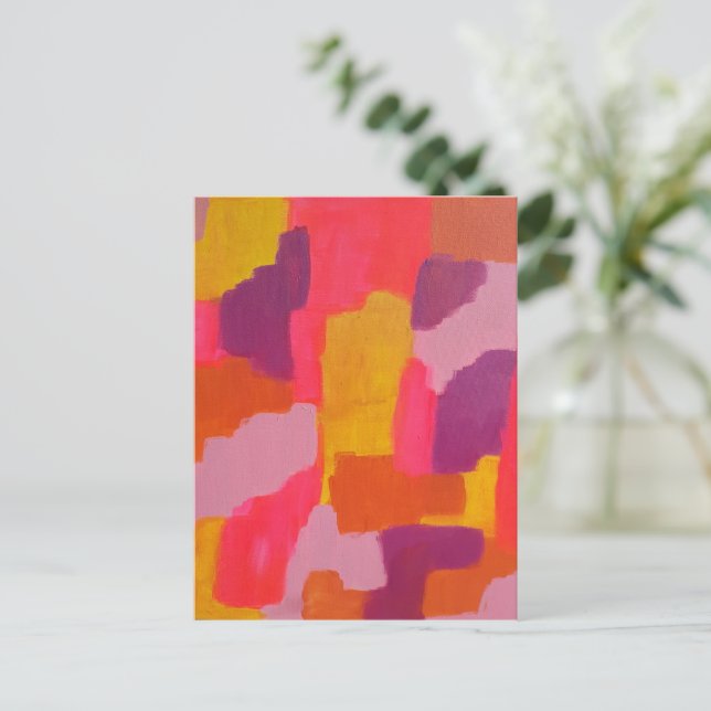 Carte Postale Abstrait rose et jaune gras (Debout devant)