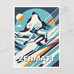 Carte Postale Abstrait Zermatt Suisse Skier