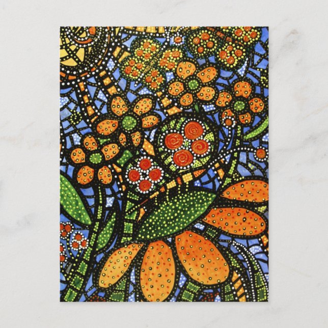 Carte postale Abstraite aux fleurs et aux papillon (Devant)