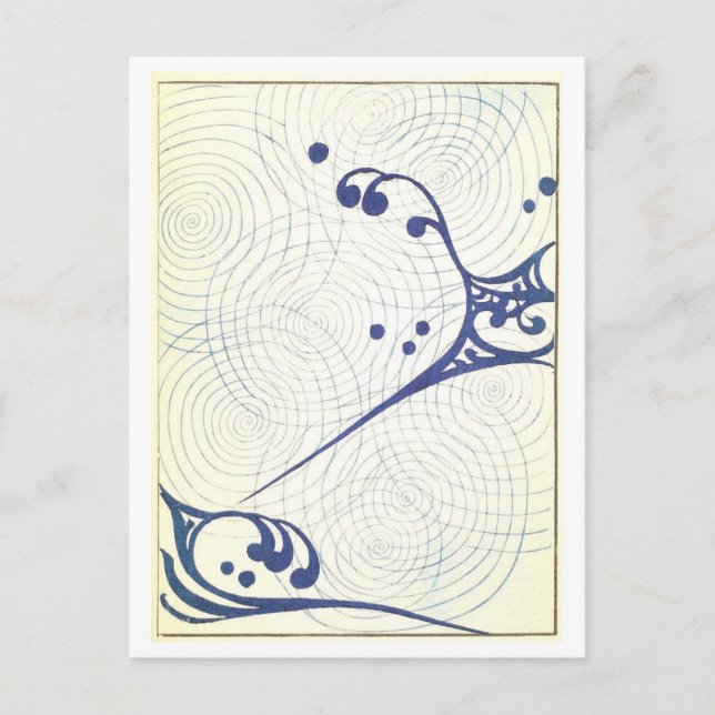 Carte postale abstraite bleue de design japonais (Devant)