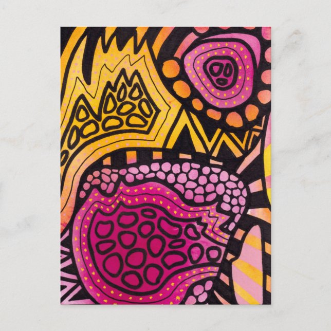 Carte postale abstraite bohème rose jaune (Devant)