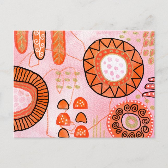 Carte postale abstraite corail orange (Devant)