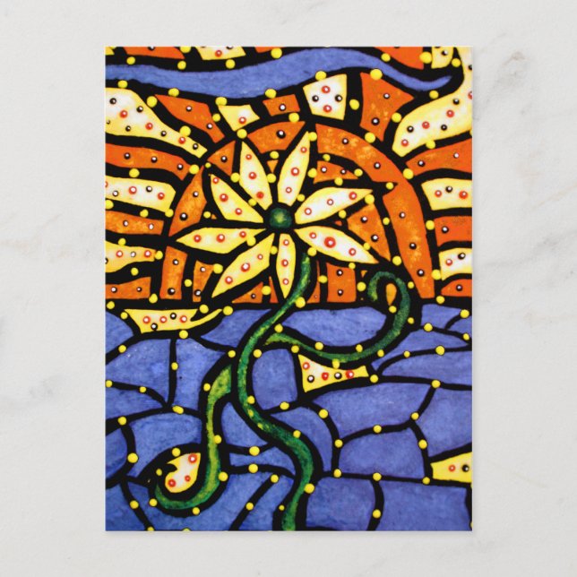 Carte Postale Abstraite Fleur Au Coucher Du Soleil (Devant)