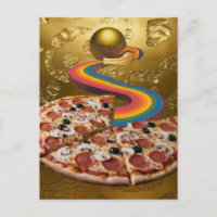 Carte postale Abstraite Rainbow Gold Sci-fi Pizza