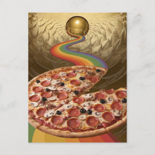Carte postale Abstraite Rainbow Gold Sci-fi Pizza