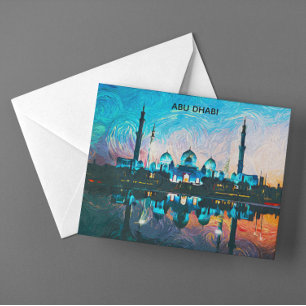 Carte Postale Abu Dhabi aux couleurs vibrantes UAE peinture à l'