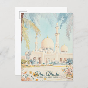 Carte Postale Abu Dhabi UAE Gouache Illustration Voyage