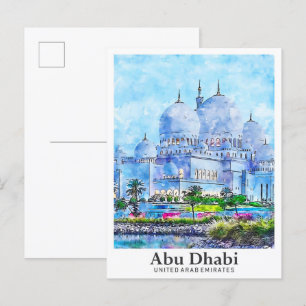 Carte Postale Abu Dhabi UAE Voyage Aquarelle main tirée