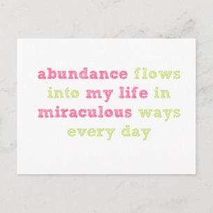 Carte Postale Abundance flows Affirmation Postcard