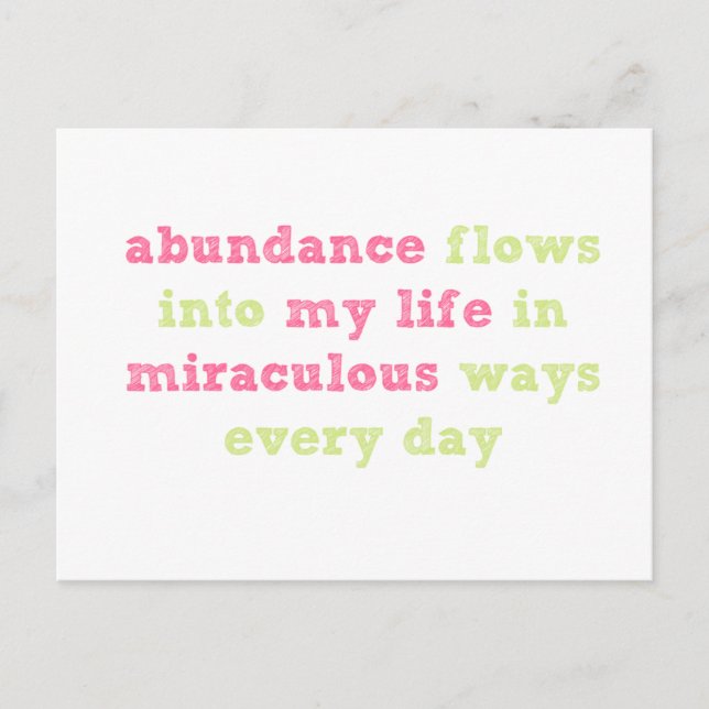 Carte Postale Abundance flows Affirmation Postcard (Devant)