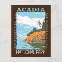 Acadia National Park Bar Harbour Lighthouse Vintag