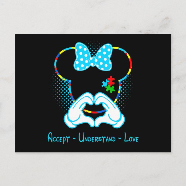 Carte Postale Accept Understand Love Autism Awareness - Mouse Au (Devant)