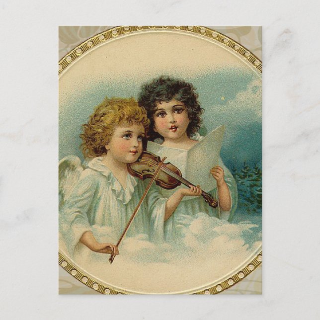 Carte Postale Acceptable - Deux Petits Anges Musicaux (Devant)