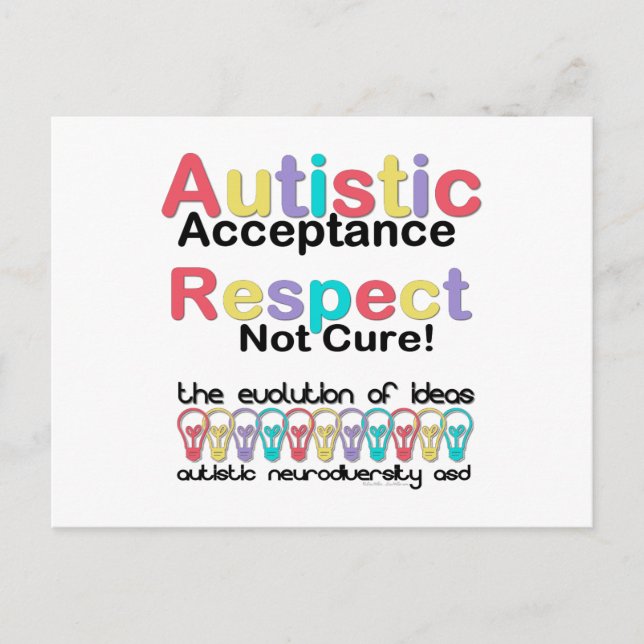 Carte Postale Acceptation de l'autisme, respect, pas de remède (Devant)