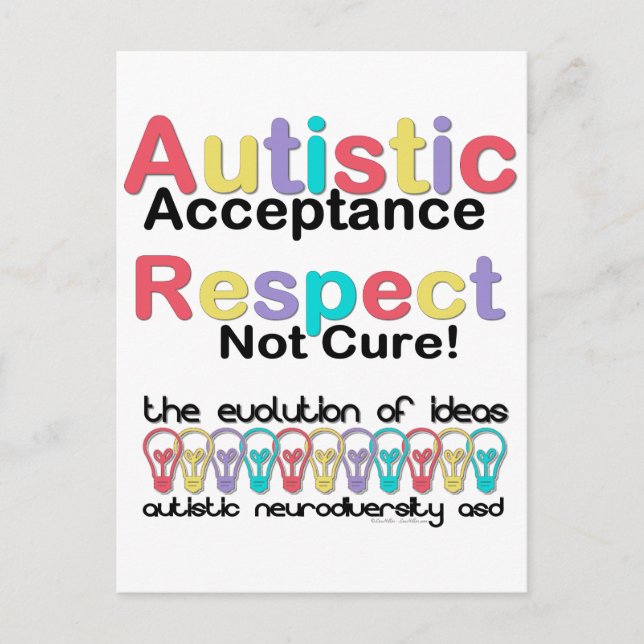 Carte Postale Acceptation de l'autisme, respect, pas de remède (Devant)