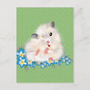 Carte Postale Accessoires mignons pour hamster syrien blanc, poi