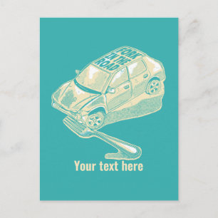 Carte Postale Accident de voiture à la fourche de la route