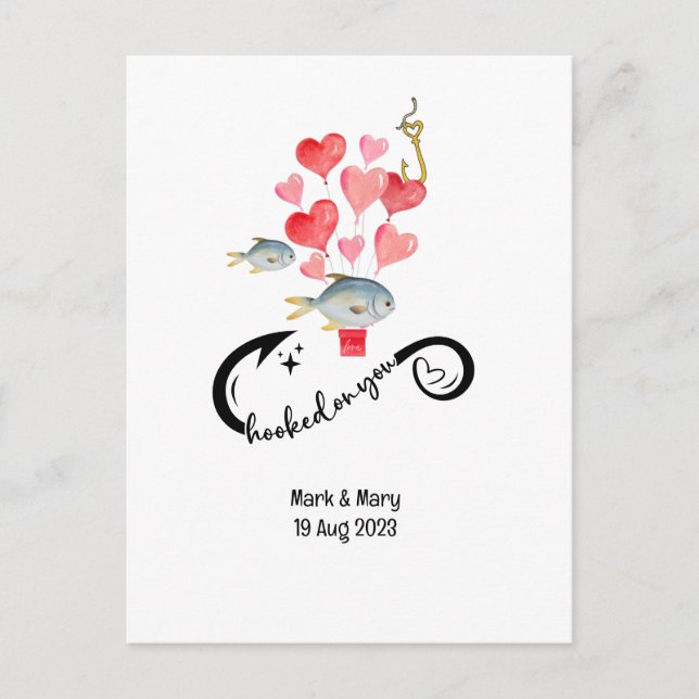Carte Postale Accompagné sur vous les amateurs de pêche Mariage  (Devant)