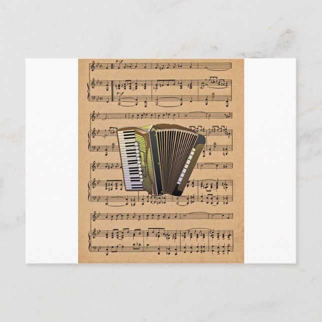 Carte Postale Accordéon Avec Arrière - plan Partition (Devant)