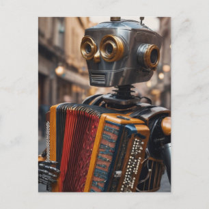 Carte Postale accordéon jouant astronaute