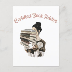 Carte Postale Accro aux livres certifié