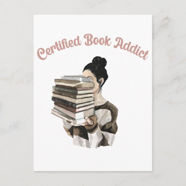 Carte Postale Accro aux livres certifié (Devant)