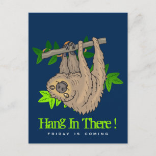 Carte Postale Accroche-toi là Sloth sur une branche d'arbre