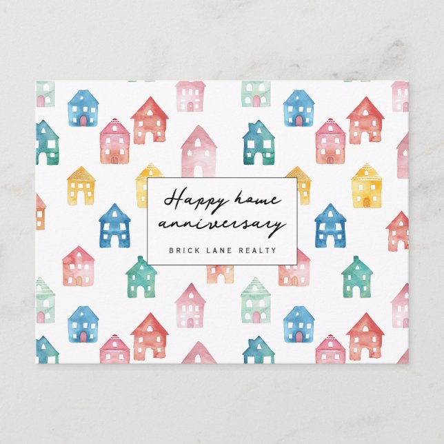 Carte Postale Accueil Anniversaire Immobilier Cute House Motif (Devant)