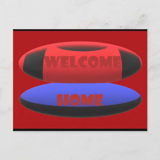 Carte Postale accueil design rouge marine bleu avec mots (Devant)