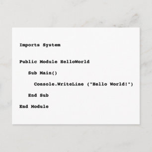 Carte Postale Accueil du monde de Visual Basic Hello