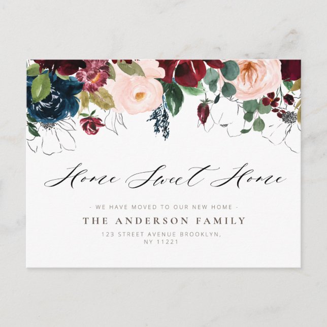 Carte Postale ACCUEIL SWEET ACCUEIL Bourgogne marine bougeage fl (Devant)