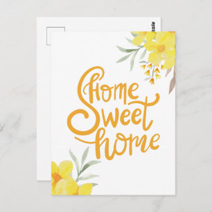 Carte Postale Accueil Sweet Home Chic Fleurs Jaunes Félicitation