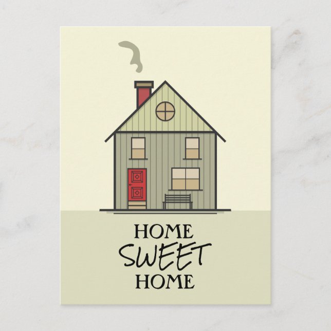 Carte Postale Accueil Sweet Home Citation Typographie Cute House (Devant)