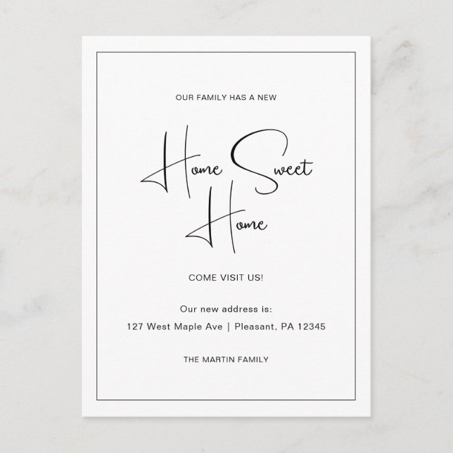 Carte Postale Accueil Sweet Home Nouvelle adresse Moving Faire-p (Devant)