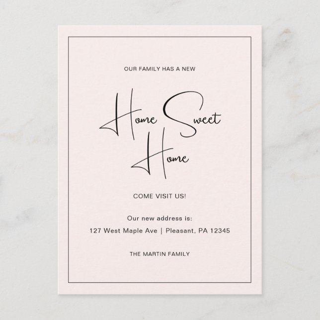 Carte Postale Accueil Sweet Home Nouvelle adresse Moving Faire-p (Devant)