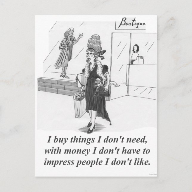 Carte Postale Acheter des choses, dame faire du shopping en vill (Devant)