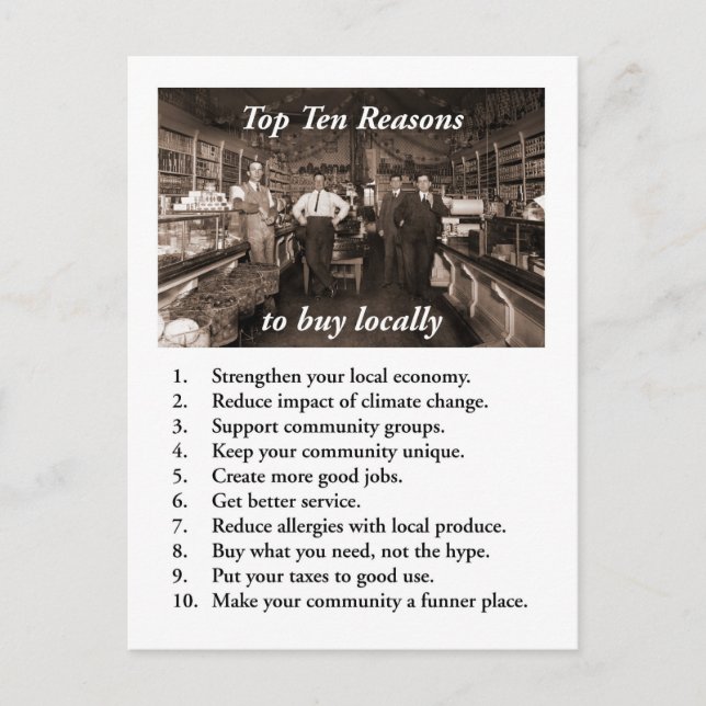 Carte Postale acheter localement-zazzle-600 (Devant)