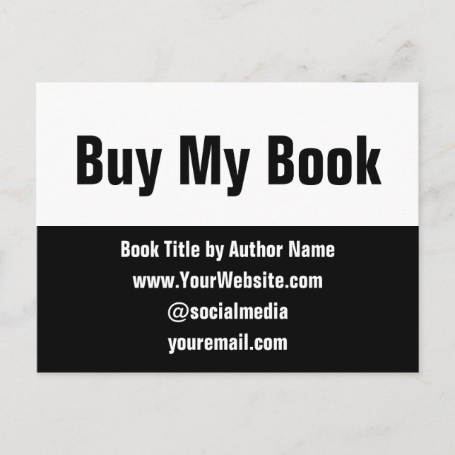Carte Postale Acheter mon livre Black and White Author Marketing (Devant)
