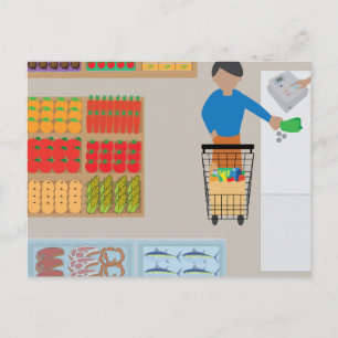 Carte Postale Acheteur d'un magasin d'alimentation